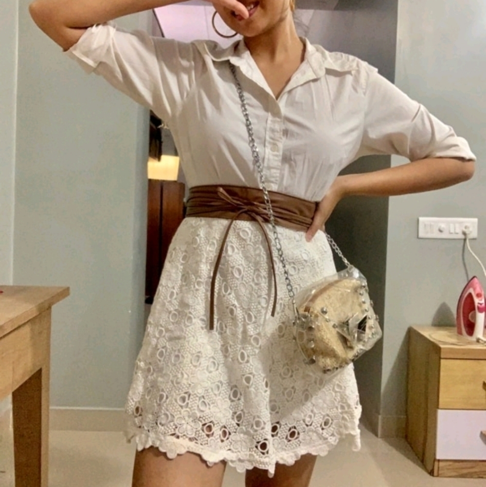 Womens Brown vegan leather corset wide tie waist boho cinch wrap obi belt - Picture 14 of 16